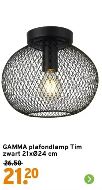 GAMMA GAMMA plafondlamp Tim zwart aanbieding