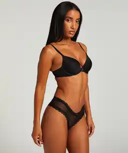 Hunkemoller Hunkemöller Brazilian V-shape Mesh Zwart aanbieding