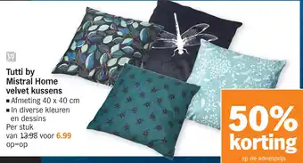 Albert Heijn Tutti by Mistral Home velvet kussens aanbieding