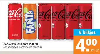 Albert Heijn Coca-Cola en Fanta 250 ml aanbieding