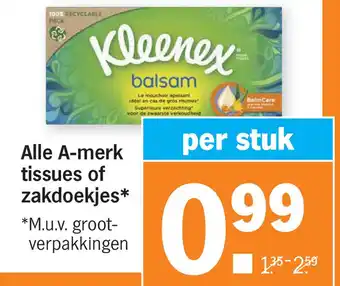 Albert Heijn Alle A-merk tissues of zakdoekjes* aanbieding