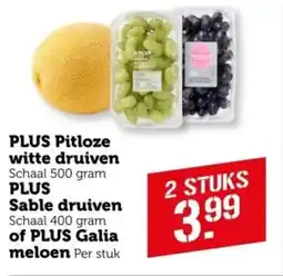 Coop PLUS Pitloze witte druiven, Sable druiven, Galia meloen aanbieding