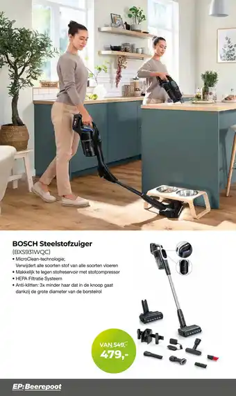 EP Beerepoot BOSCH Steelstofzuiger BXS931WQC aanbieding