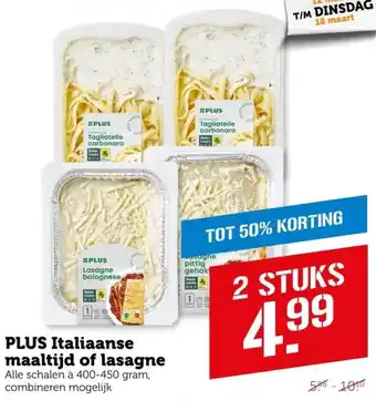 Coop PLUS Italiaanse maaltijd of lasagne aanbieding