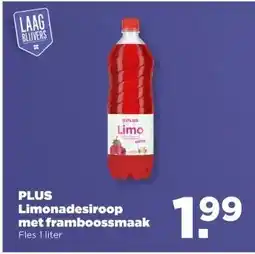 PLUS PLUS Limonadesiroop met framboossmaak aanbieding