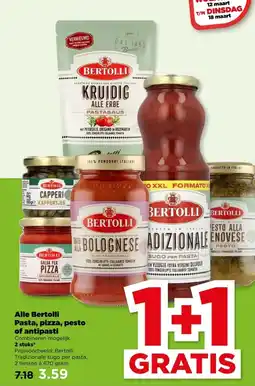 PLUS Alle Bertolli Pasta, pizza, pesto of antipasti aanbieding