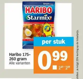 Albert Heijn Haribo 175-260 Gram aanbieding