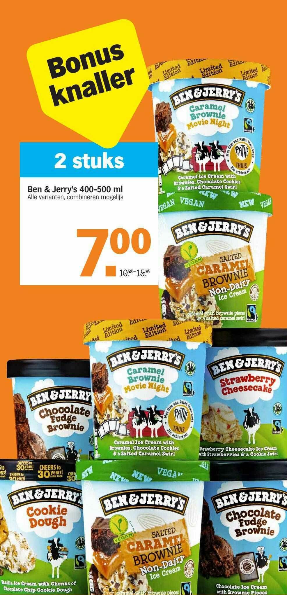 Ben & Jerry's 400500 Ml aanbieding bij Albert Heijn