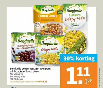 Albert Heijn Bonduelle Conserven 250-400 Gram, Mini-Packs Of Lunch Bowls 30% Korting aanbieding