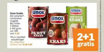 Albert Heijn Unox Knaks 2+1 Gratis aanbieding