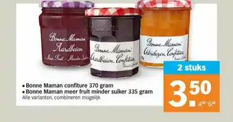 Albert Heijn Bonne Maman Confiture 370 Gram Of Bonne Maman Meer Fruit Minder Suiker 335 Gram aanbieding