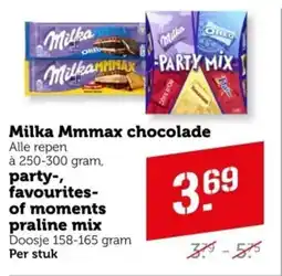 Coop Milka Mmmax chocolade party, favourites of moments praline mix aanbieding