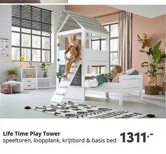 Baby & Tiener Life Time Play Tower Speeltoren, Loopplank, Krijtbord & Basis Bed aanbieding