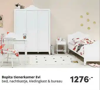 Baby & Tiener Bopita Tienerkamer Evi Bed, Nachtkastje, Kledingkast & Bureau aanbieding