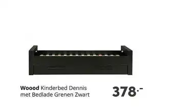 Baby & Tiener Woood Kinderbed Dennis Met Bedlade Grenen Zwart aanbieding