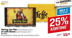 Coop Hertog Jan Pils of Leffe Blond aanbieding