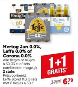 Coop Hertog Jan 0.0%, Leffe 0.0% of Corona 0.0% aanbieding