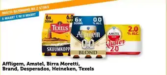 Coop Affligem, Amstel, Birra Moretti, Brand, Desperados, Heineken, Texels aanbieding