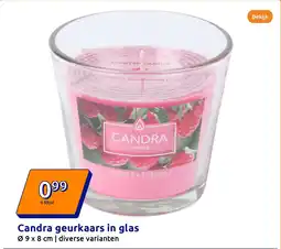 Action Candra geurkaars in glas aanbieding