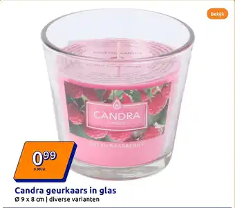 Action Candra geurkaars in glas aanbieding