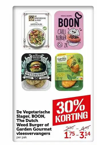 Coop De Vegetarische Slanger, Boon, The Dutch Weed Burger Of Garden Gourmet Vleesvervangers 30% Korting aanbieding