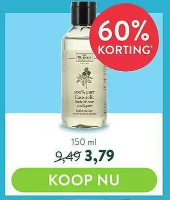 Holland & Barrett De Tuinen 100% Pure Castorolie 60% Korting aanbieding