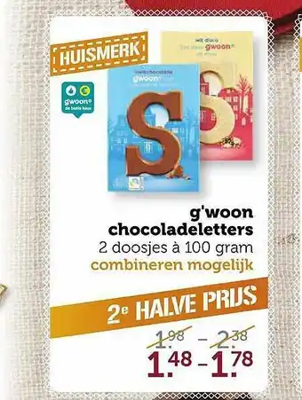 Coop G'woon Chocoladeletters aanbieding