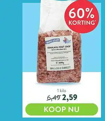 Holland & Barrett Good Stuff Himalaya Zout Grof 60% Korting aanbieding