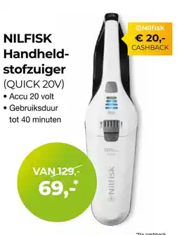 EP Beerepoot Nilfisk handheld stofzuiger Quick 20v aanbieding