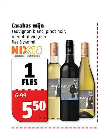 Poiesz Carabas Wijn Sauvignon Blanc, Pinot Noir, Merlot Of Viornier aanbieding