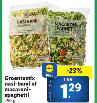 Lidl Groentemix nasi-bami of macaroni spaghetti aanbieding