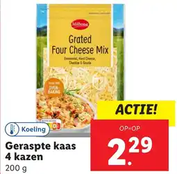 Lidl Geraspte kaas 4 kazen aanbieding