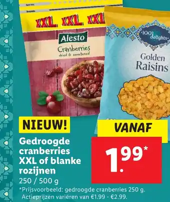 Lidl Gedroogde cranberries XXL of blanke rozijnen aanbieding