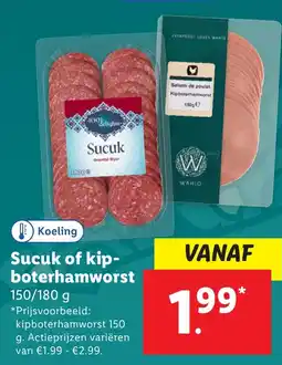 Lidl Sucuk of kip boterhamworst aanbieding