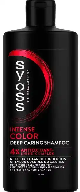 De Online Drogist Syoss Intense Color Deep Caring Shampoo 4% Antioxidant Shine aanbieding