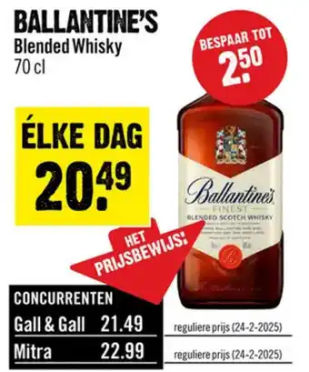 Dirck 3 Ballantine's blended whisky aanbieding