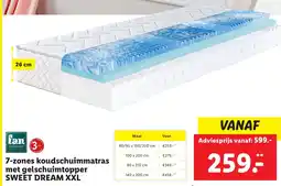 Lidl 7 zones koudschuimmatras met gelschuimtopper SWEET DREAM XXL aanbieding