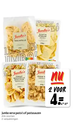 Jumbo Jumbo verse pasta's of pastasauzen aanbieding