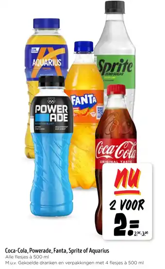 Jumbo Coca-Cola, Powerade, Fanta, Sprite of Aquarius aanbieding