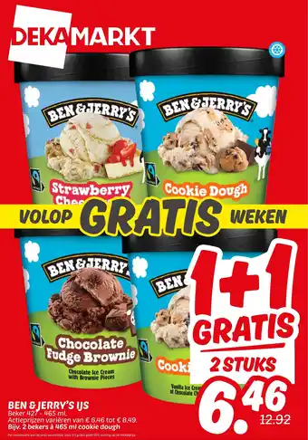 Dekamarkt Ben & jerry's ijs aanbieding