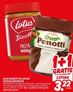 Dekamarkt Duo penotti of lotus speculoospasta aanbieding