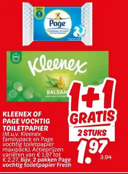 Dekamarkt Kleenex of page vochtig toiletpapier aanbieding