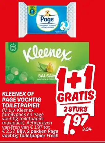 Dekamarkt Kleenex of page vochtig toiletpapier aanbieding