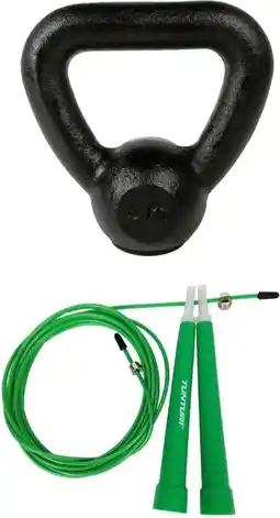 Bol.com Tunturi - Fitness Set - Springtouw Groen - Kettlebell 4 kg aanbieding