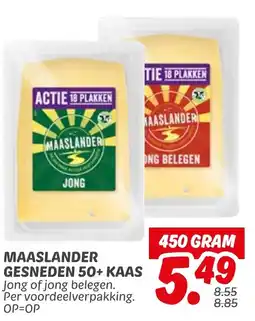 Dekamarkt Maaslander gesneden 50+ kaas aanbieding