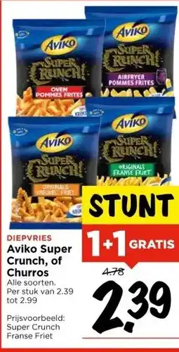 Vomar Voordeelmarkt Aviko Super Crunch, of Churros aanbieding