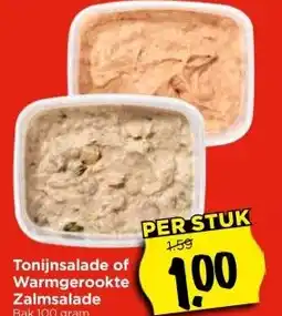 Vomar Voordeelmarkt Tonijnsalade of Warmgerookte Zalmsalade Bak 100 gram aanbieding