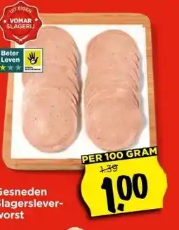 Vomar Voordeelmarkt Gesneden Slagersleverworst aanbieding