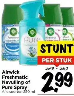 Vomar Voordeelmarkt Airwick Freshmatic Navulling of Pure Spray aanbieding