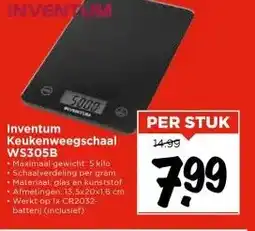 Vomar Voordeelmarkt Inventum Keukenweegschaal WS305B aanbieding